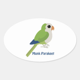 Cute Monk Parakeet Oval Sticker