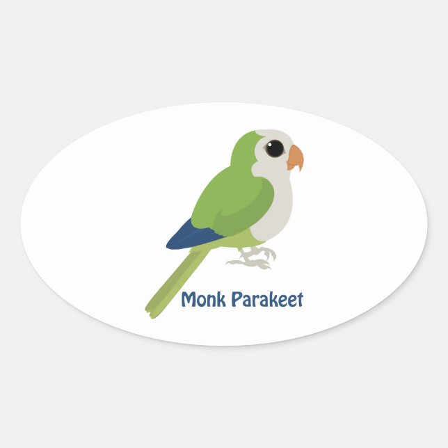 Cute Monk Parakeet Oval Sticker (Front)