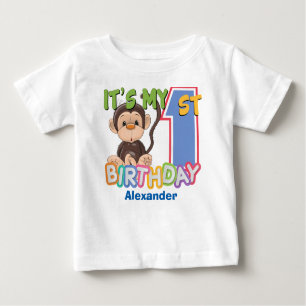 Cute Monkey 1st Birthday Baby T-Shirt