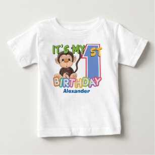 Cute Monkey 1st Birthday Baby T-Shirt