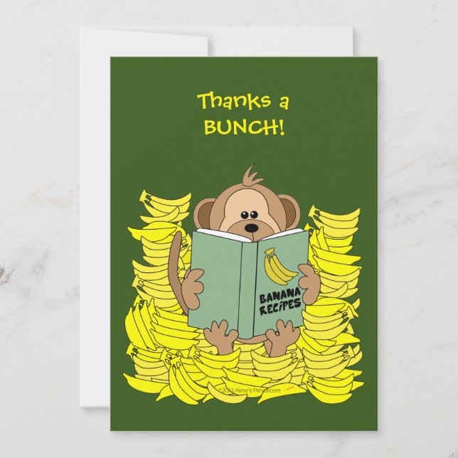 Cute Monkey and Banana Cookbook Thank You (Front)