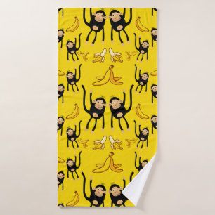 Cute Monkey And Banana Print Bath Towel Set