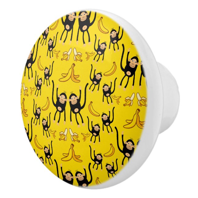 Cute Monkey And Banana Print Ceramic Knob (Right)