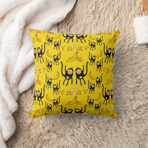 Cute Monkey And Banana Print Cushion