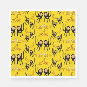 Cute Monkey And Banana Print Napkin