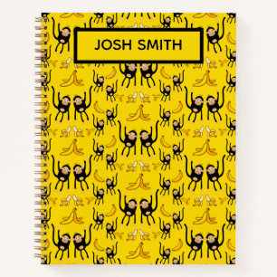 Cute Monkey And Banana Print Notebook