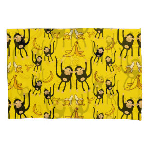 Cute Monkey And Banana Print Pillowcase