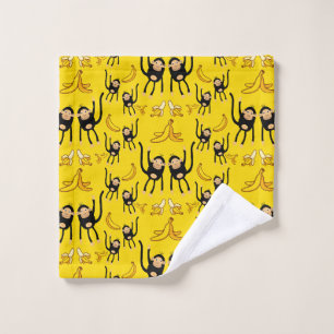 Cute Monkey And Banana Print Wash Cloth