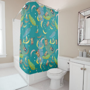 Cute Monkey and Bananas in Tree Pattern Shower Curtain