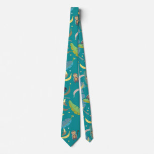 Cute Monkey and Bananas in Tree Pattern Tie