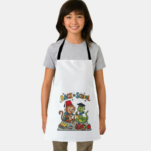 Cute Monkey and Snake Back to School Cartoon Apron
