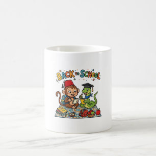 Cute Monkey and Snake Back to School Cartoon Coffee Mug
