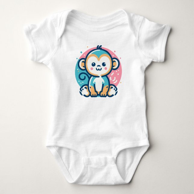 Cute Monkey Baby Bodysuit (Front)