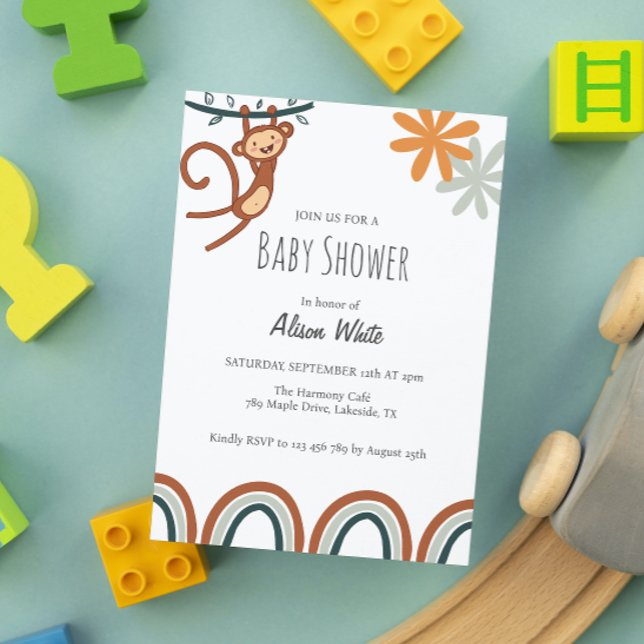 Cute Monkey Baby Shower Invitation (Creator Uploaded)