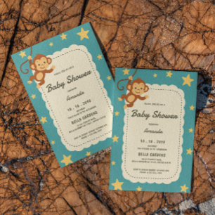 Cute Monkey Baby Shower Invitation