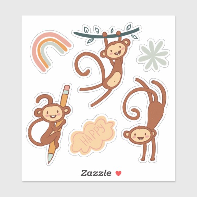 Cute Monkey Back to School (Sheet)