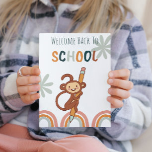 Cute Monkey Back to School Holiday Card