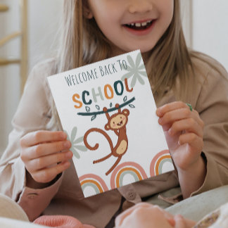 Cute Monkey Back to School Holiday Card
