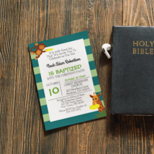 Cute Monkey Baptism Invitation