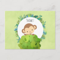 Cute Monkey Behind a Bush Party Thank You