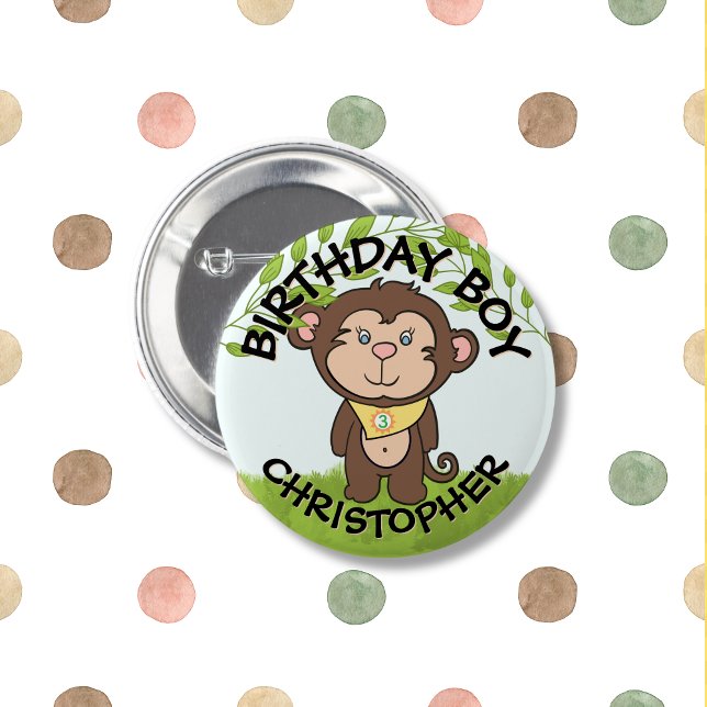 Cute Monkey Birthday  6 Cm Round Badge (Creator Uploaded)