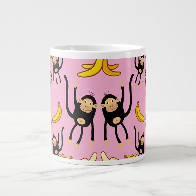 Cute Monkey Birthday  Large Coffee Mug (Front)