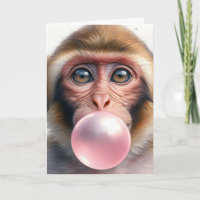 Cute Monkey Blowing Bubbles Bubble Gum Blank