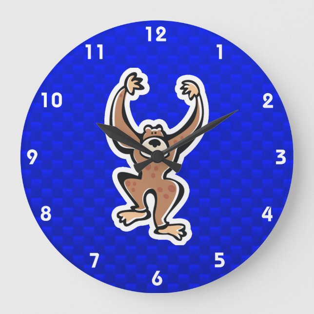 Cute Monkey; Blue Large Clock (Front)
