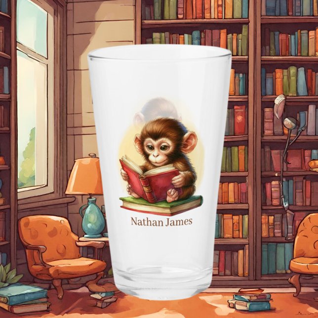 Cute monkey book lovers add monogram coffee mug (Creator Uploaded)