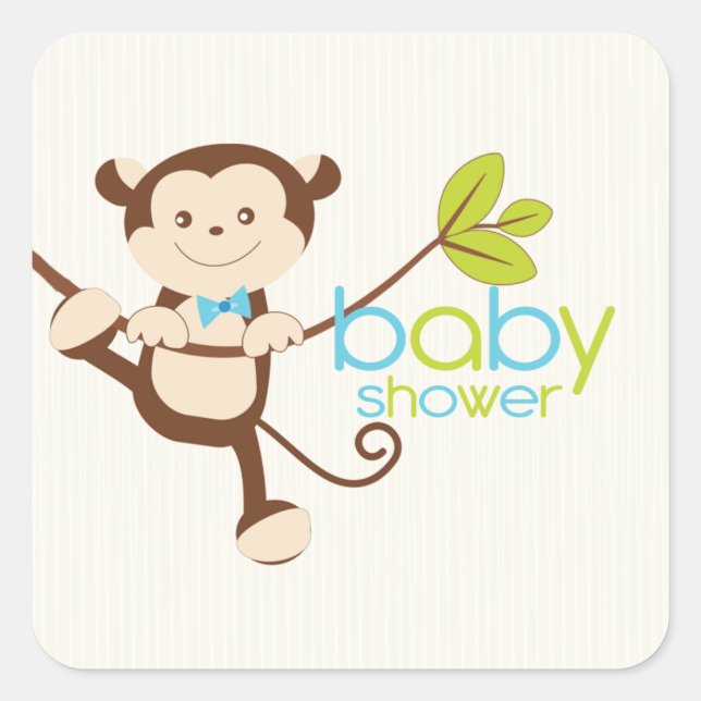 Cute Monkey Boy Baby Shower Sticker (Front)