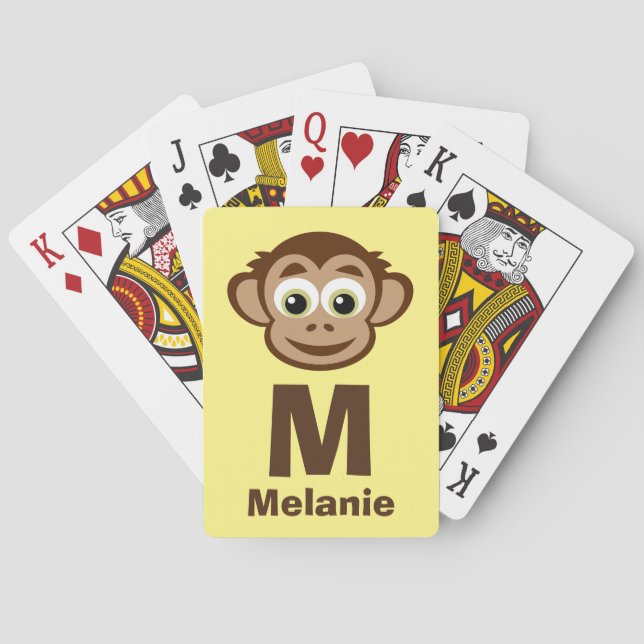 Cute monkey cartoon custom playing cards for kids (Back)