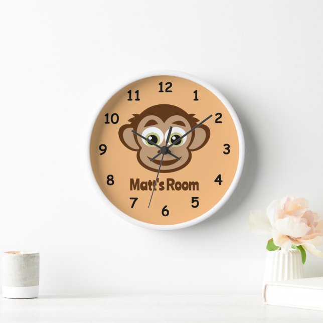 Cute monkey cartoon wall clock for kid's room (Home)