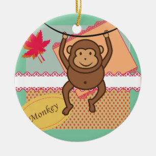Cute monkey ceramic ornament