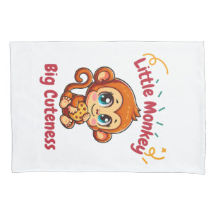Cute Monkey Chimpanzee eating cookies cartoon Pillowcase