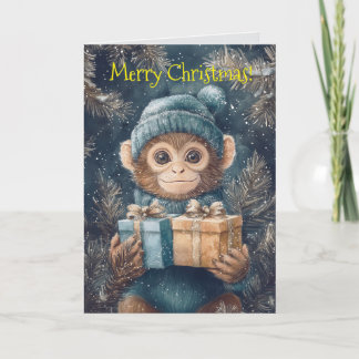Cute Monkey Christmas Card