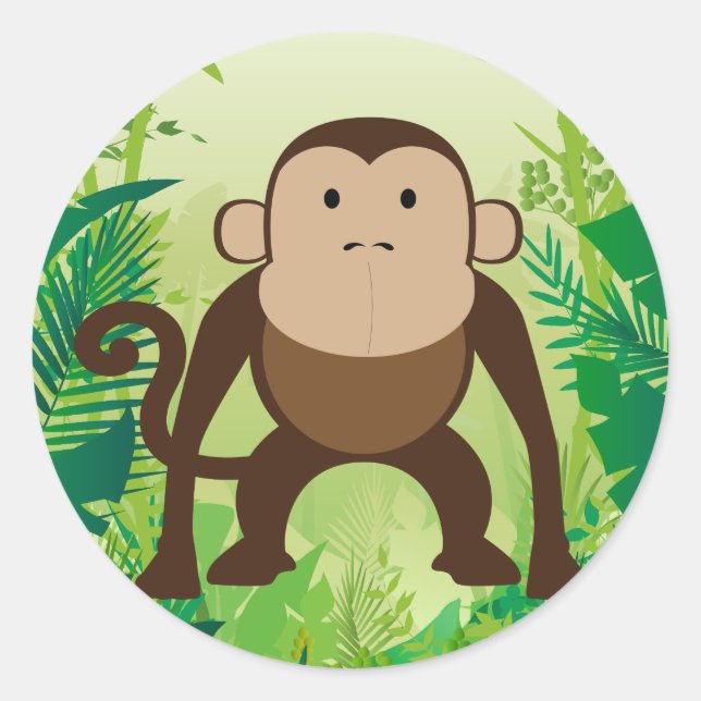 Cute Monkey Classic Round Sticker (Front)