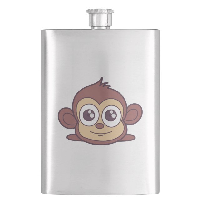 Cute monkey clipart hip flask (Front)