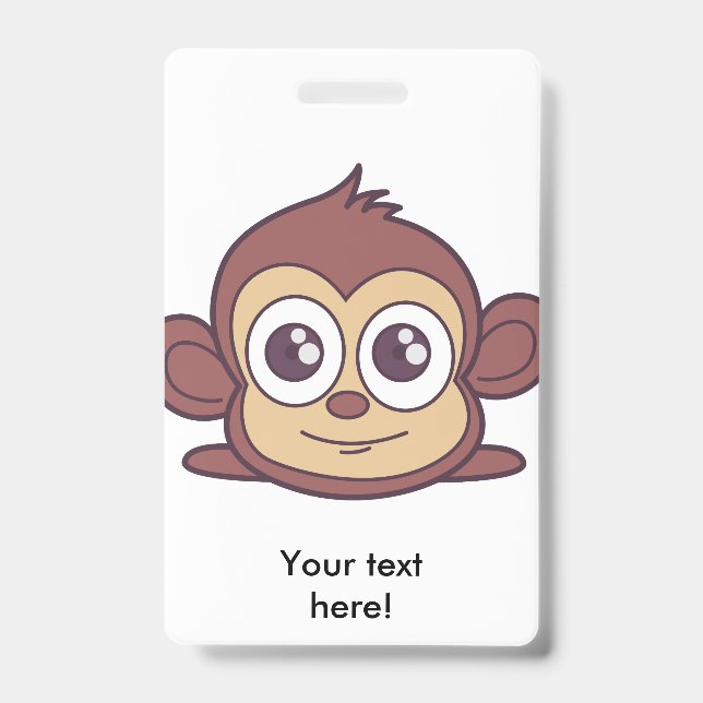 Cute monkey clipart ID badge (Front)