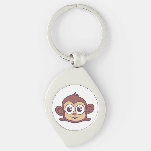 Cute monkey clipart key ring (Front)