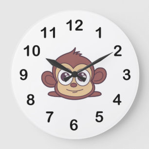 Cute monkey clipart large clock