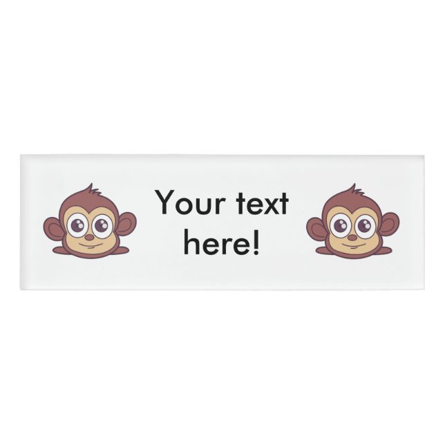 Cute monkey clipart name tag (Front)