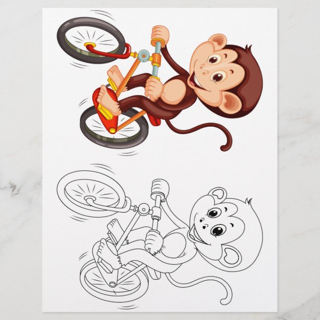 Cute monkey colouring page  (Front)