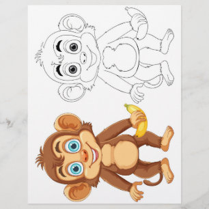 Cute monkey colouring page