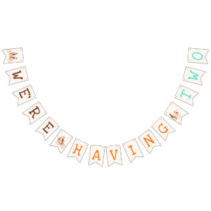 Cute Monkey Double Trouble Twins Baby Shower  Bunting