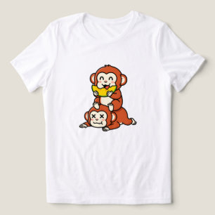 Cute Monkey Eating Watermelon Funny Stack Art Tri-Blend Shirt