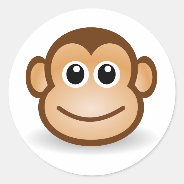 Cute Monkey Face Classic Round Sticker (Front)