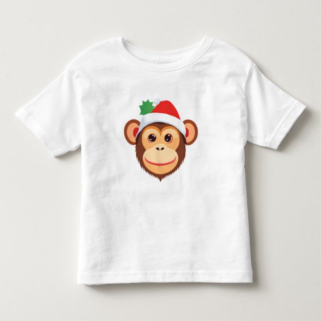 Cute Monkey face Safari Santa Christmas Costume  Toddler T-Shirt (Front)