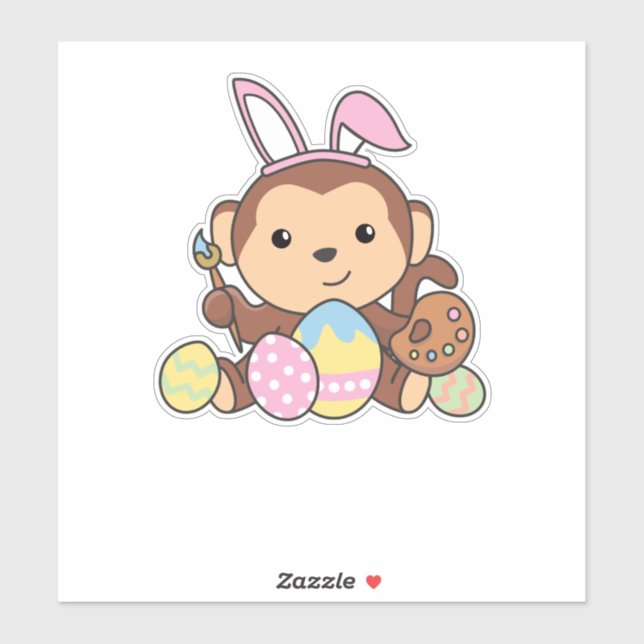Cute Monkey For Easter With Easter Eggs As Easter (Sheet)