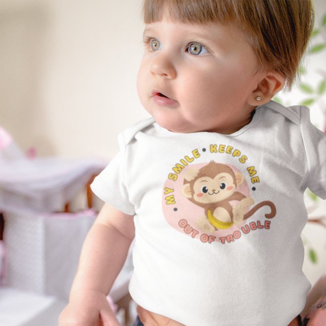 Cute Monkey Fun Phrase Gender Neutral Baby Bodysuit (Creator Uploaded)