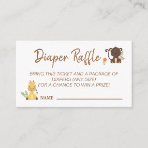 Cute Monkey Giraffe Diaper Raffle Baby Shower Game Enclosure Card